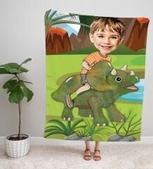 eJOYA Kişiye Fotoğraflı Dinozor Tasarım TV Battaniyesi 115946