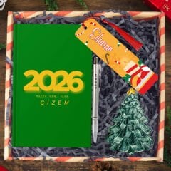 eJOYA Yeni Yıla Özel Defter Ve Kalem & Çam Ağacı Biblo & Kitap Ayracı & Hediye Kutusu 114426