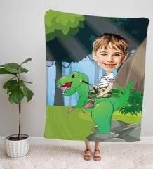 eJOYA Kişiye Fotoğraflı Dinozor Tasarım TV Battaniyesi 115947