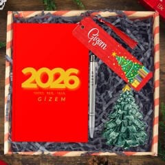 eJOYA Yeni Yıla Özel Defter Ve Kalem & Çam Ağacı Biblo & Kitap Ayracı & Hediye Kutusu 114427