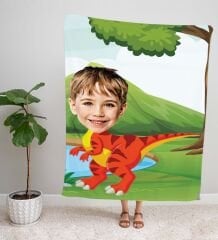 eJOYA Kişiye Fotoğraflı Dinozor Tasarım TV Battaniyesi 115948