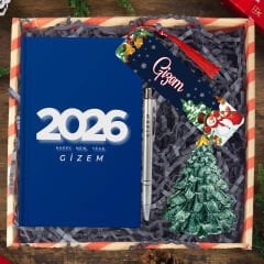 eJOYA Yeni Yıla Özel Defter Ve Kalem & Çam Ağacı Biblo & Kitap Ayracı & Hediye Kutusu 114428