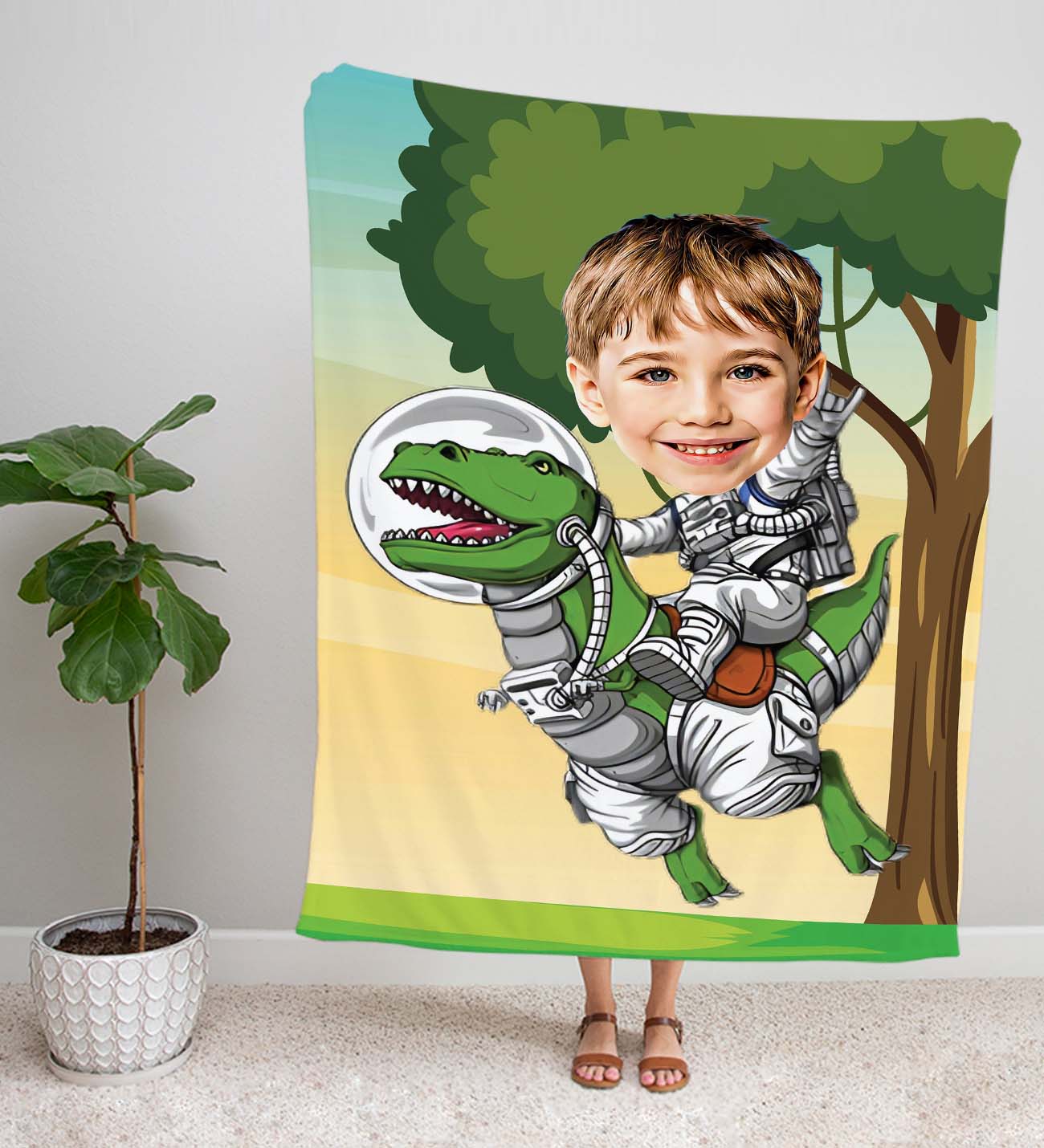 eJOYA Kişiye Fotoğraflı Dinozor Tasarım TV Battaniyesi 115949