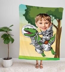 eJOYA Kişiye Fotoğraflı Dinozor Tasarım TV Battaniyesi 115949