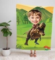 eJOYA Kişiye Fotoğraflı Dinozor Tasarım TV Battaniyesi 115950