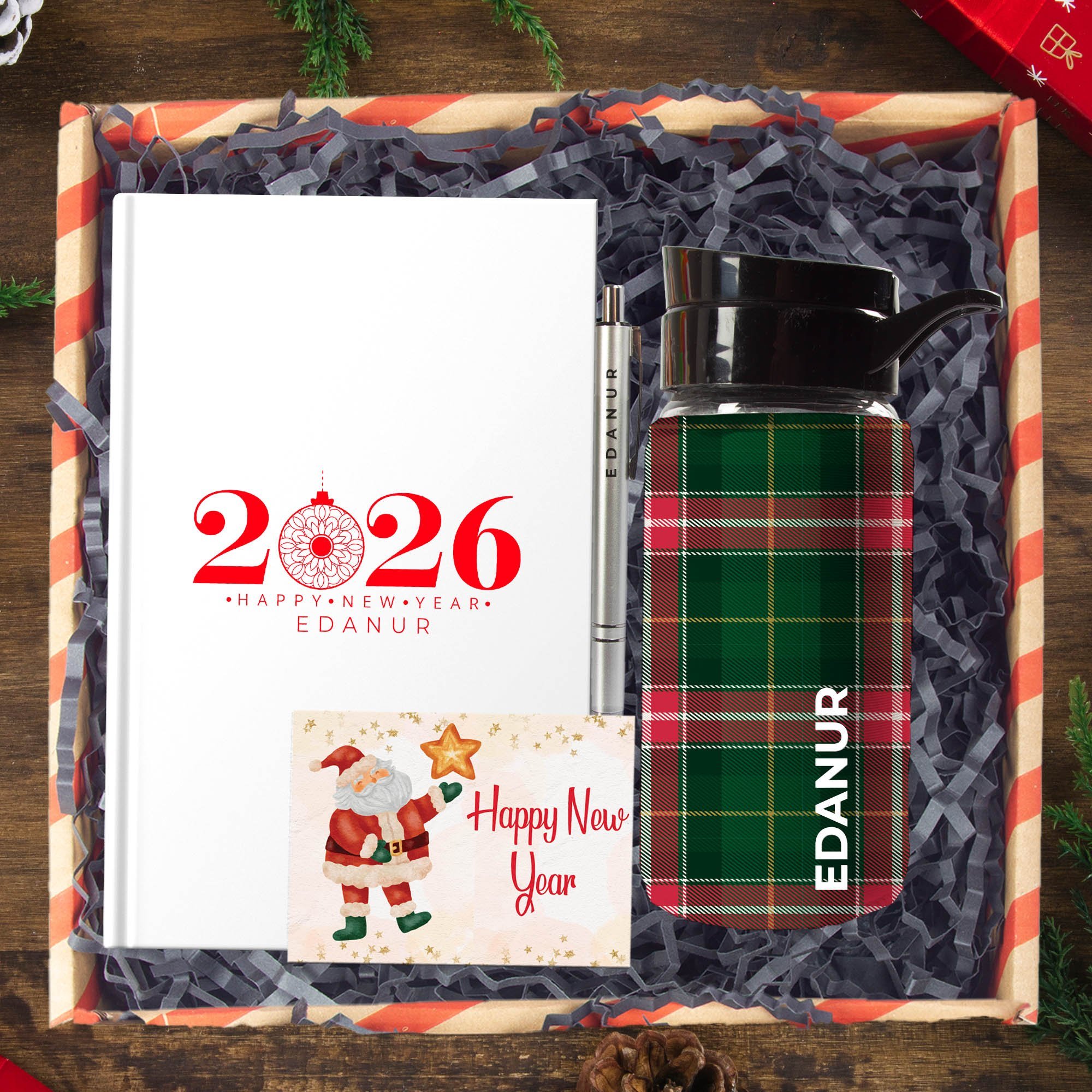 eJOYA Yeni Yıla Özel Defter Ve Kalem & Matara &  Hediye Kutusu 114433