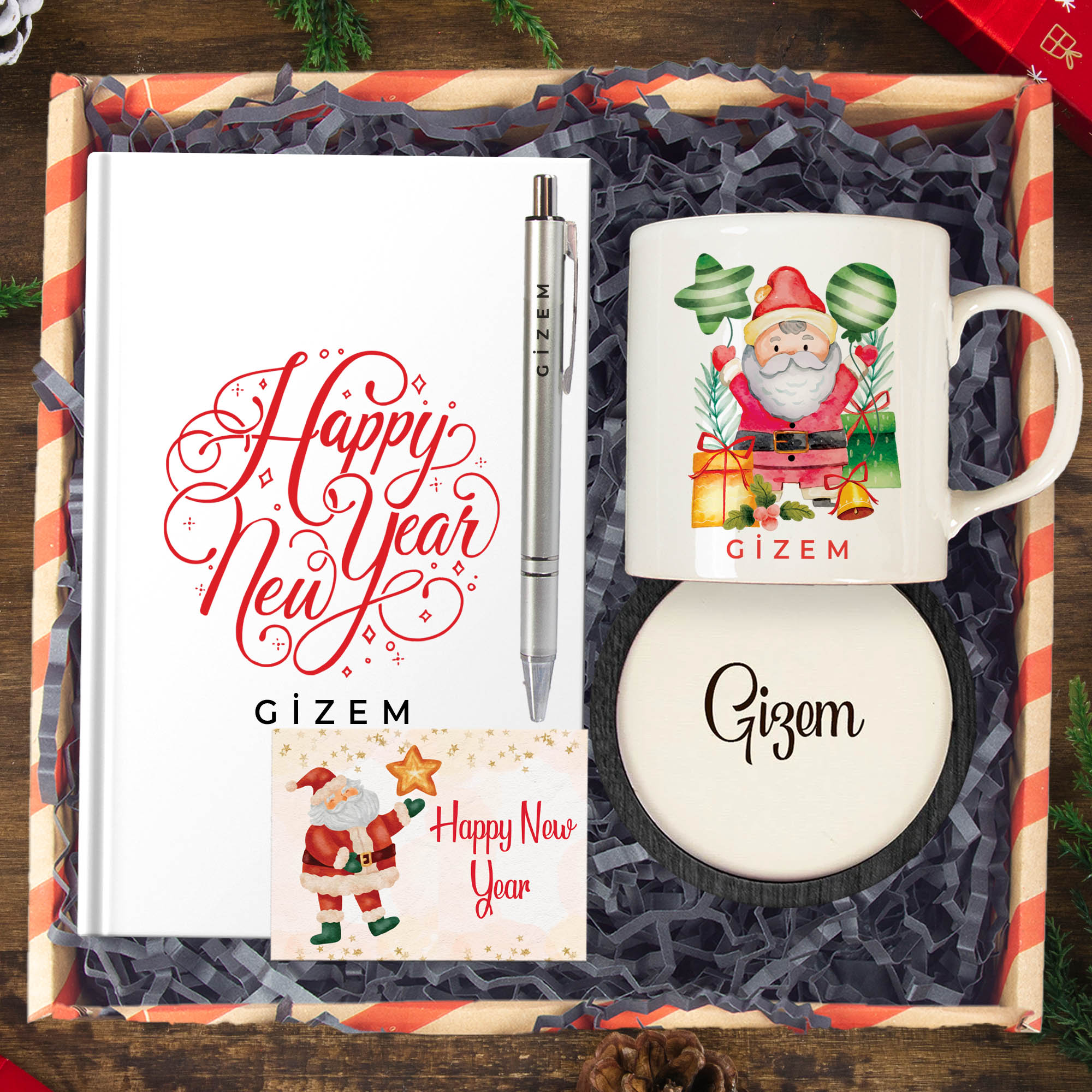 eJOYA Yeni Yıla Özel Defter Ve Kalem & Kupa & Bardak Altlığı & Hediye Kutusu 114437