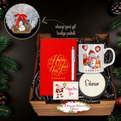 eJOYA Yeni Yıla Özel Defter Ve Kalem & Kupa & Bardak Altlığı & Ahşap Hediye Sepeti 114439
