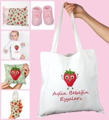 eJOYA Bebeklere Özel Çantasında Kişiye Özel Battaniye Zıbın Biberon Yastık Ve Patik Bebek Hediye Seti 109969