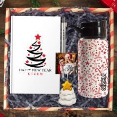 eJOYA Yeni Yıla Özel Defter Ve Kalem & Matara & Çam Ağacı Notluk & Hediye Kutusu 114441