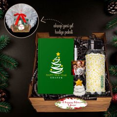 eJOYA Yeni Yıla Özel Defter Ve Kalem & Matara & Çam Ağacı Notluk & Ahşap Hediye Sepeti 114442