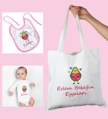 eJOYA Bebeklere Özel Çantasında Kişiye Özel Zıbın Ve Önlük Bebek Hediye Seti 109973
