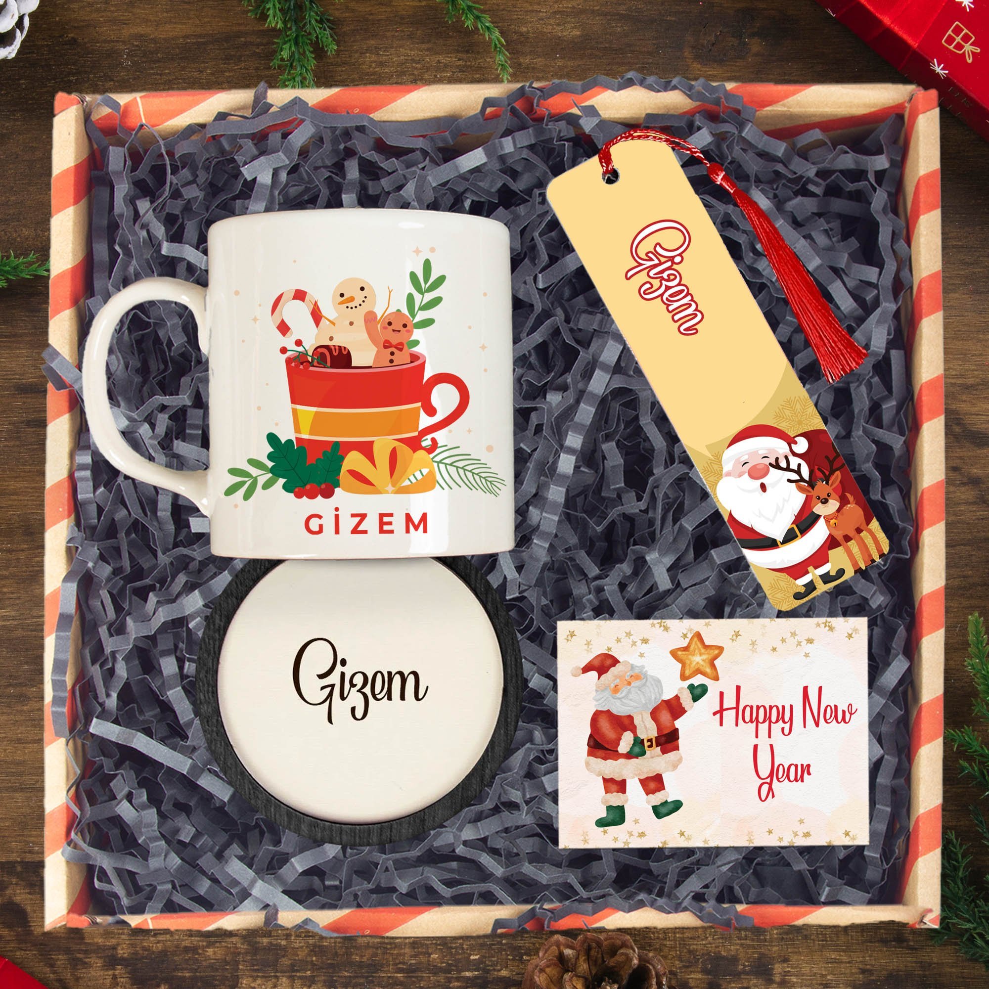 eJOYA Yeni Yıla Özel Kupa & Bardak Altlığı & Kitap Ayracı & Hediye Kutusu 114445