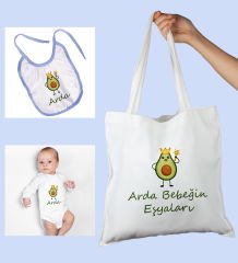 eJOYA Bebeklere Özel Çantasında Kişiye Özel Zıbın Ve Önlük Bebek Hediye Seti 109974