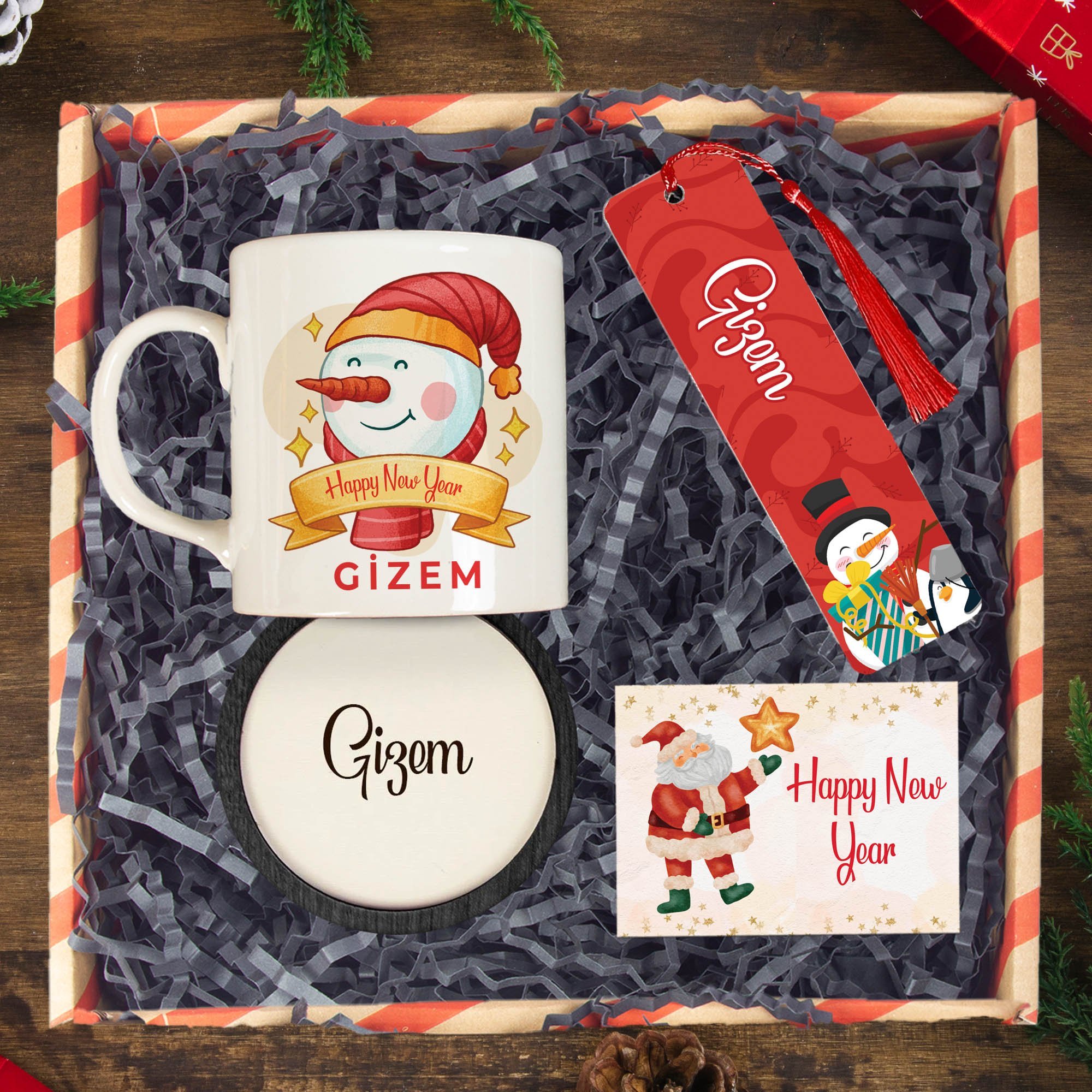 eJOYA Yeni Yıla Özel Kupa & Bardak Altlığı & Kitap Ayracı & Hediye Kutusu 114446