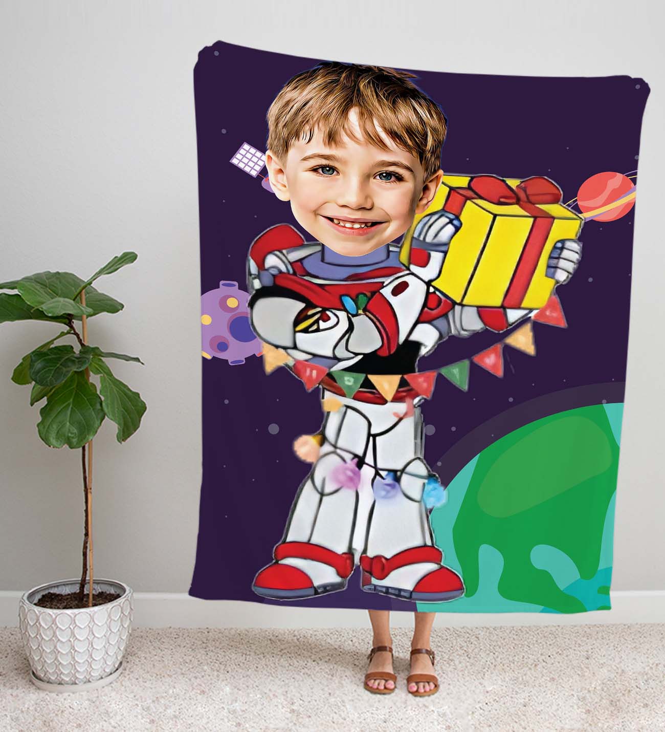 eJOYA Kişiye Fotoğraflı Çizgi Karakter Tasarım TV Battaniyesi 115967