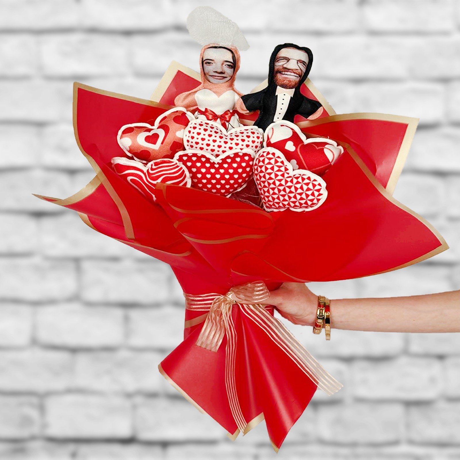 eJOYA Kişiye Özel Kumaş Damat ve Gelin Bebek Buketi 116212