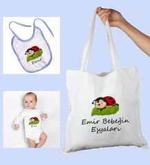 eJOYA Bebeklere Özel Çantasında Kişiye Özel Zıbın Ve Önlük Bebek Hediye Seti 109975