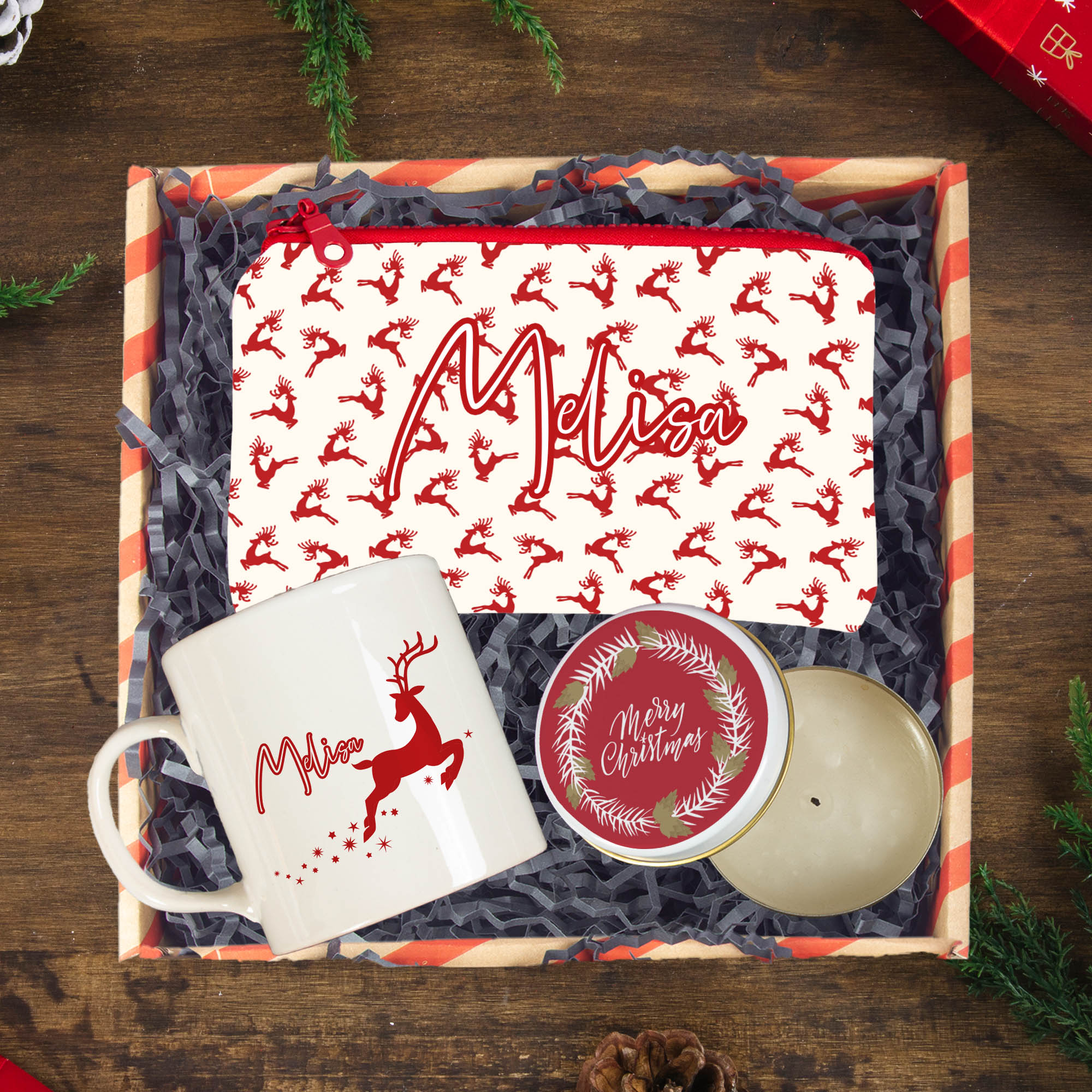 eJOYA Yeni Yıl Kişiye Özel  Tasarım Kupa & Makyaj Çantası & Mum Hediye Kutusu 116214