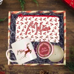 eJOYA Yeni Yıl Kişiye Özel  Tasarım Kupa & Makyaj Çantası & Mum Hediye Kutusu 116214