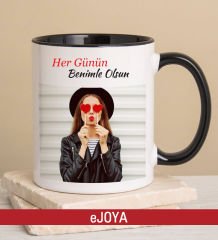 eJOYA Kişiye Özel Kendin Tasarla Siyah Kulplu Kupa Bardak 80812