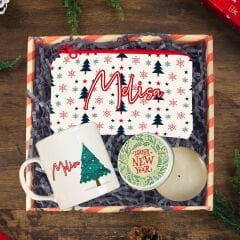 eJOYA Yeni Yıl Kişiye Özel  Tasarım Kupa & Makyaj Çantası & Mum Hediye Kutusu 116215