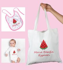 eJOYA Bebeklere Özel Çantasında Kişiye Özel Zıbın Ve Önlük Bebek Hediye Seti 109977