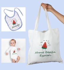 eJOYA Bebeklere Özel Çantasında Kişiye Özel Zıbın Ve Önlük Bebek Hediye Seti 109978