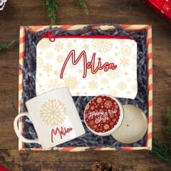 eJOYA Yeni Yıl Kişiye Özel  Tasarım Kupa & Makyaj Çantası & Mum Hediye Kutusu 116217