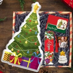 eJOYA Çam Ağacı Yastık & Kişiye Özel Kitap Ayracı & Çam Ağacı Biblo & Yeni Yıl Hediye Kutusu 114452