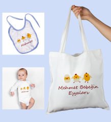 eJOYA Bebeklere Özel Çantasında Kişiye Özel Zıbın Ve Önlük Bebek Hediye Seti 109982