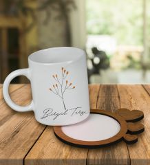 eJOYA Kişiye Özel Tasarım Kupa Bardak Ve Kalp Desenli Ahşap Bardak Altlığı 99744