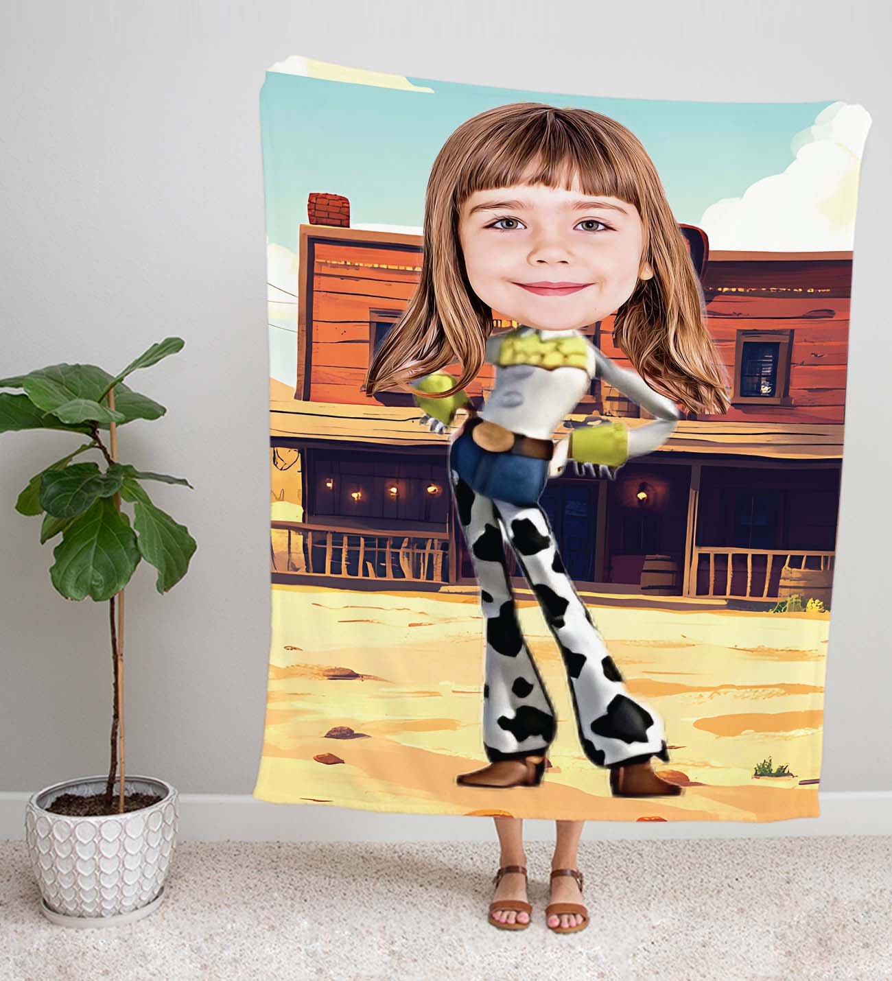 eJOYA Kişiye Fotoğraflı Çizgi Karakter  Tasarım TV Battaniyesi 115975