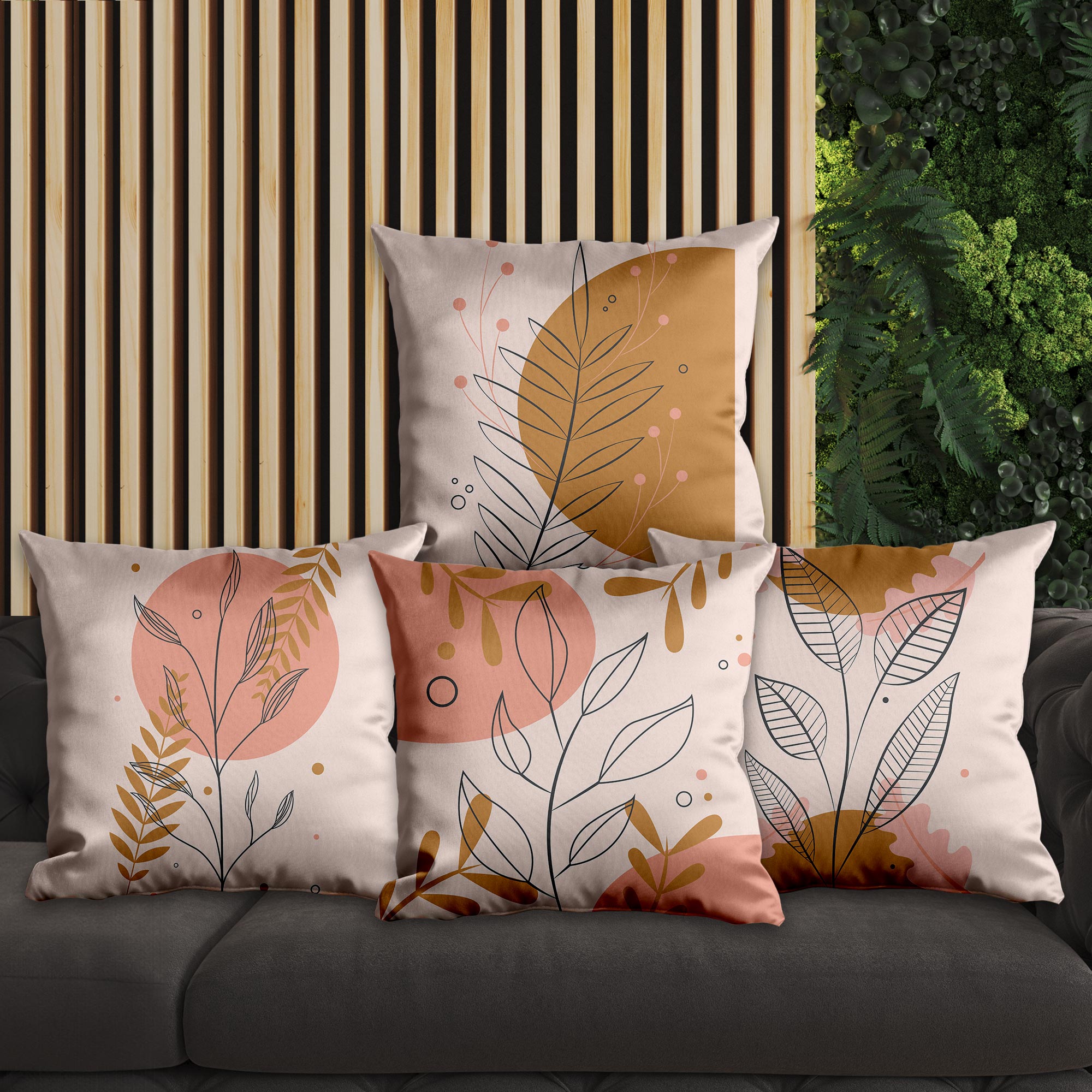 eJOYA Çiçek Tasarımlı 4'lü Yastık İçi Ve Kırlent Kılıfı 45cm 113749