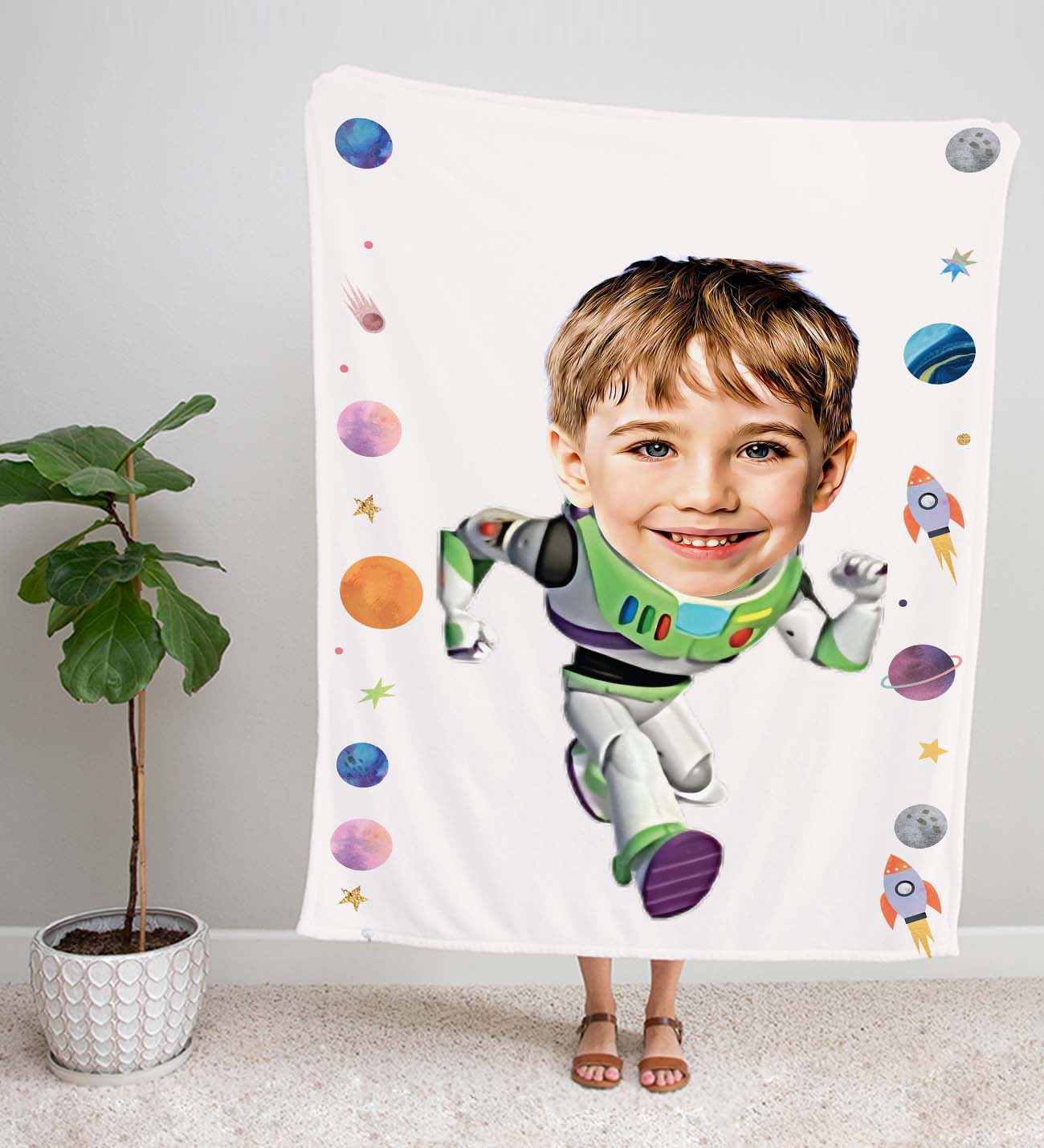 eJOYA Kişiye Fotoğraflı Çizgi Karakter  Tasarım TV Battaniyesi 115976