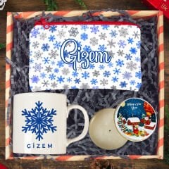 eJOYA Yeni Yıl Kişiye Özel  Tasarım Kupa & Makyaj Çantası & Mum Hediye Kutusu 116223