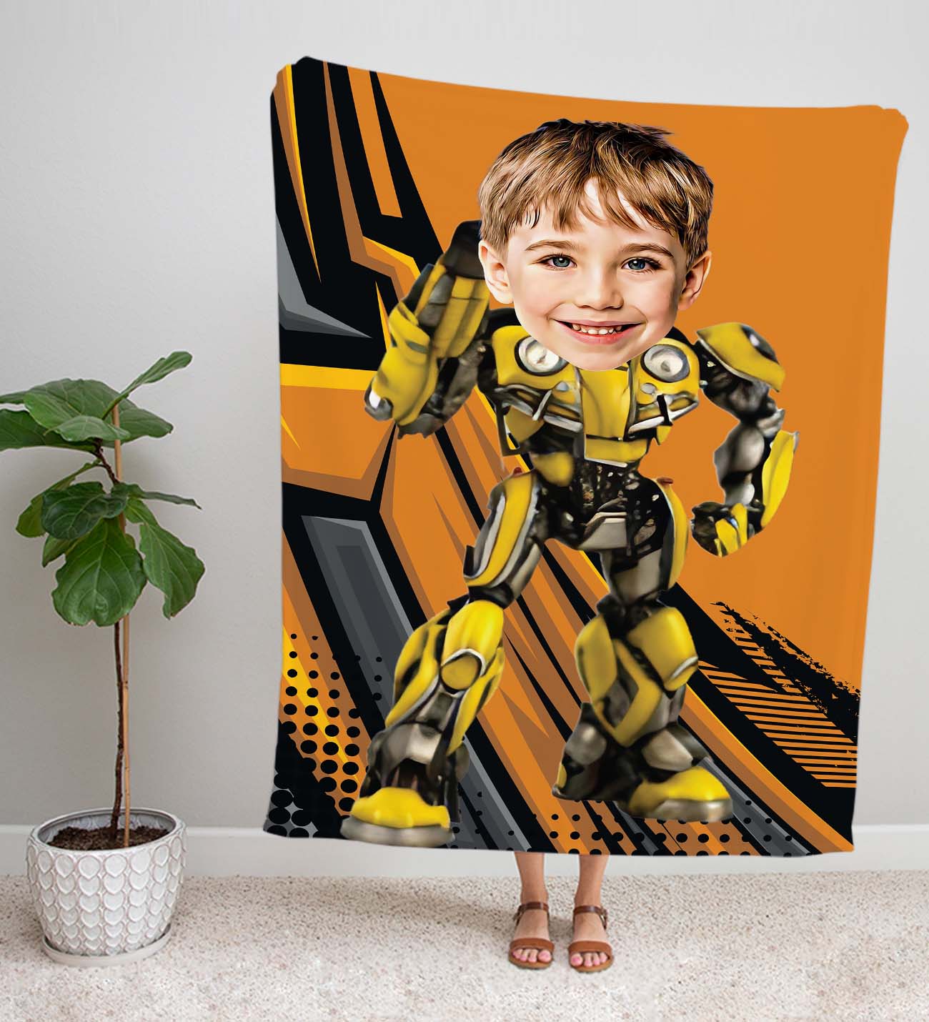 eJOYA Kişiye Fotoğraflı Araba Robot Tasarım TV Battaniyesi 115978