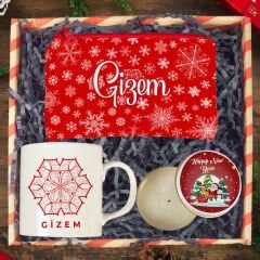 eJOYA Yeni Yıl Kişiye Özel  Tasarım Kupa & Makyaj Çantası & Mum Hediye Kutusu 116224