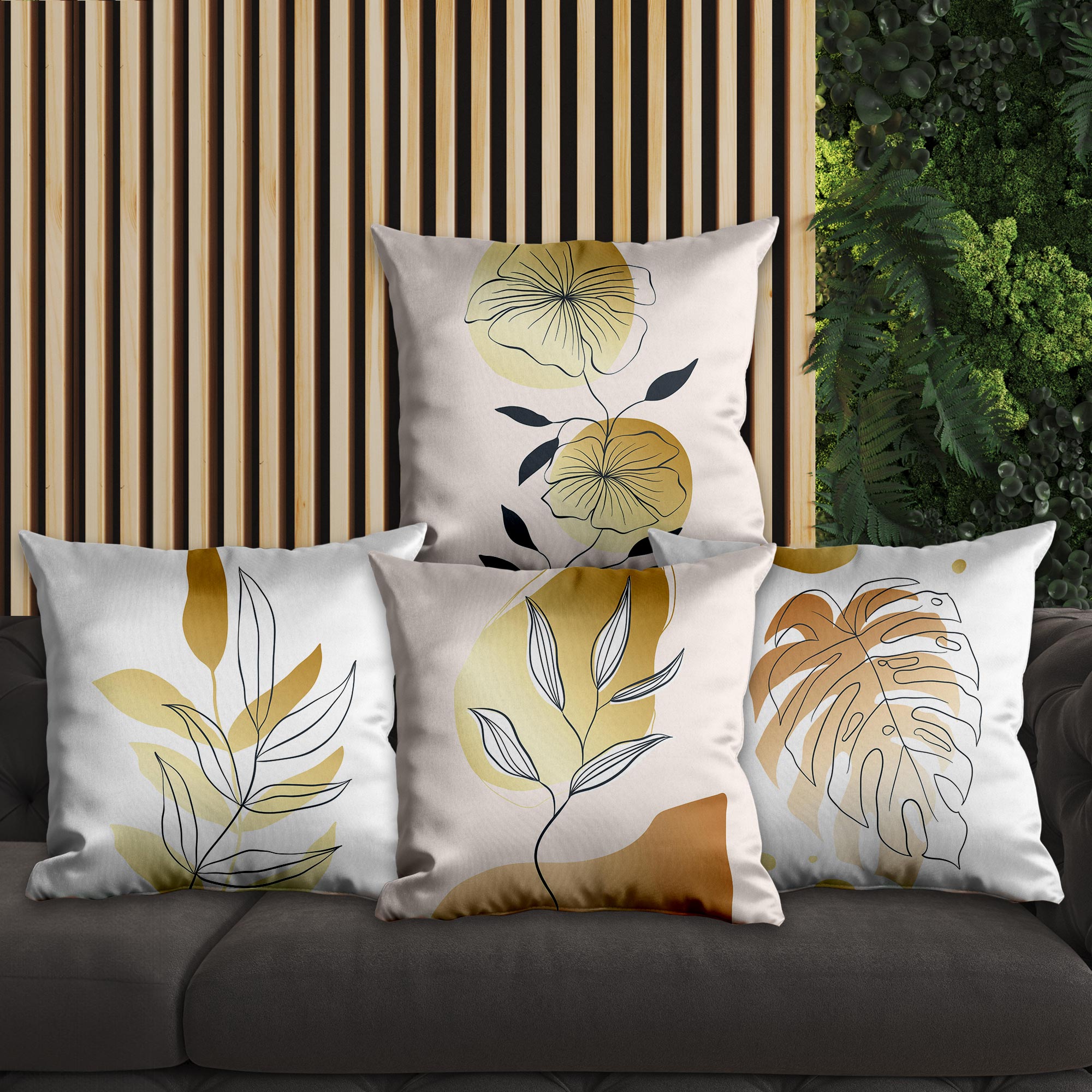 eJOYA Çiçek Tasarımlı 4'lü Yastık İçi Ve Kırlent Kılıfı 45cm 113752