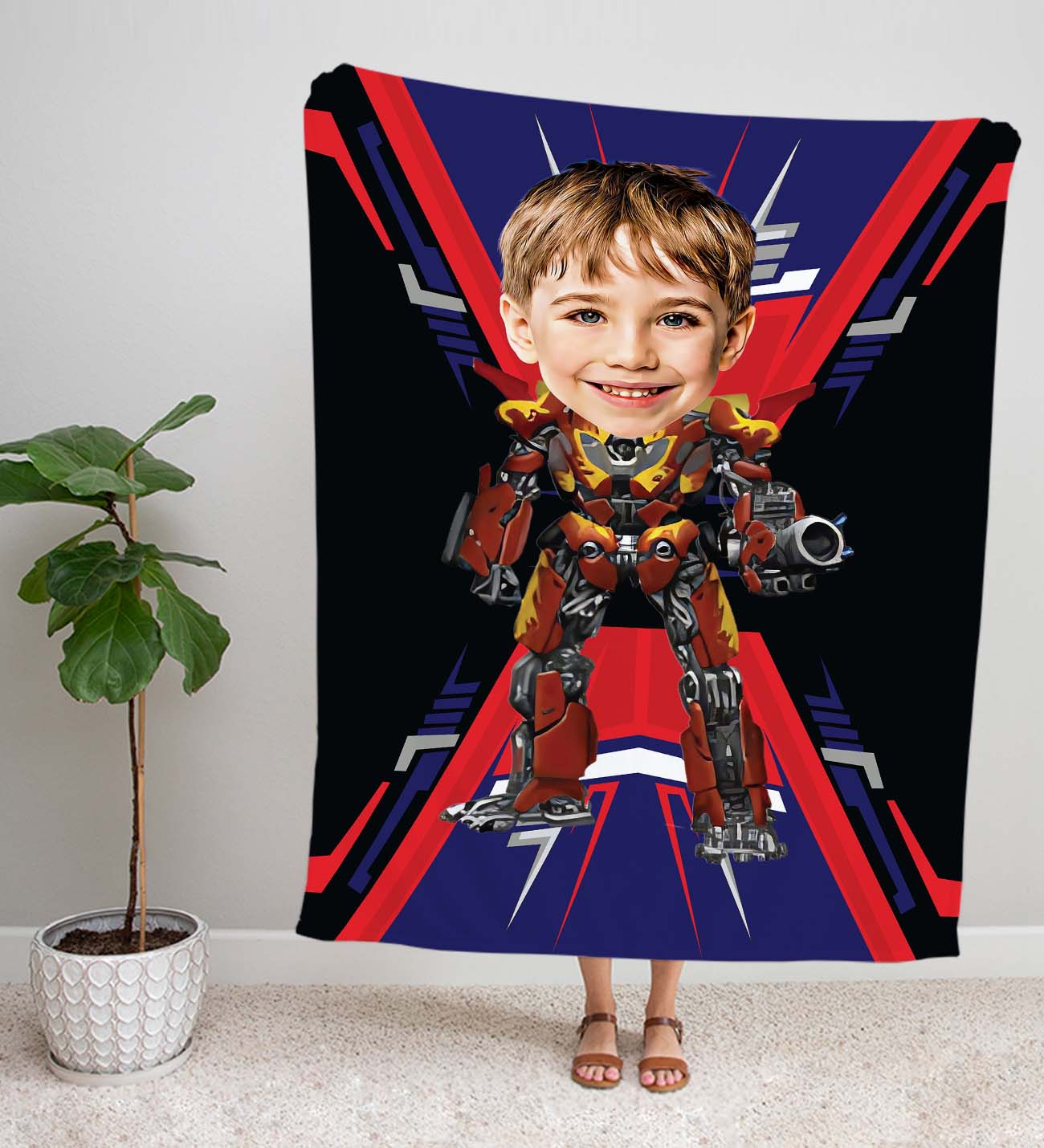 eJOYA Kişiye Fotoğraflı Araba Robot Tasarım TV Battaniyesi 115979