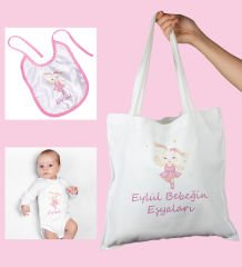 eJOYA Bebeklere Özel Çantasında Kişiye Özel Zıbın Ve Önlük Bebek Hediye Seti 109988