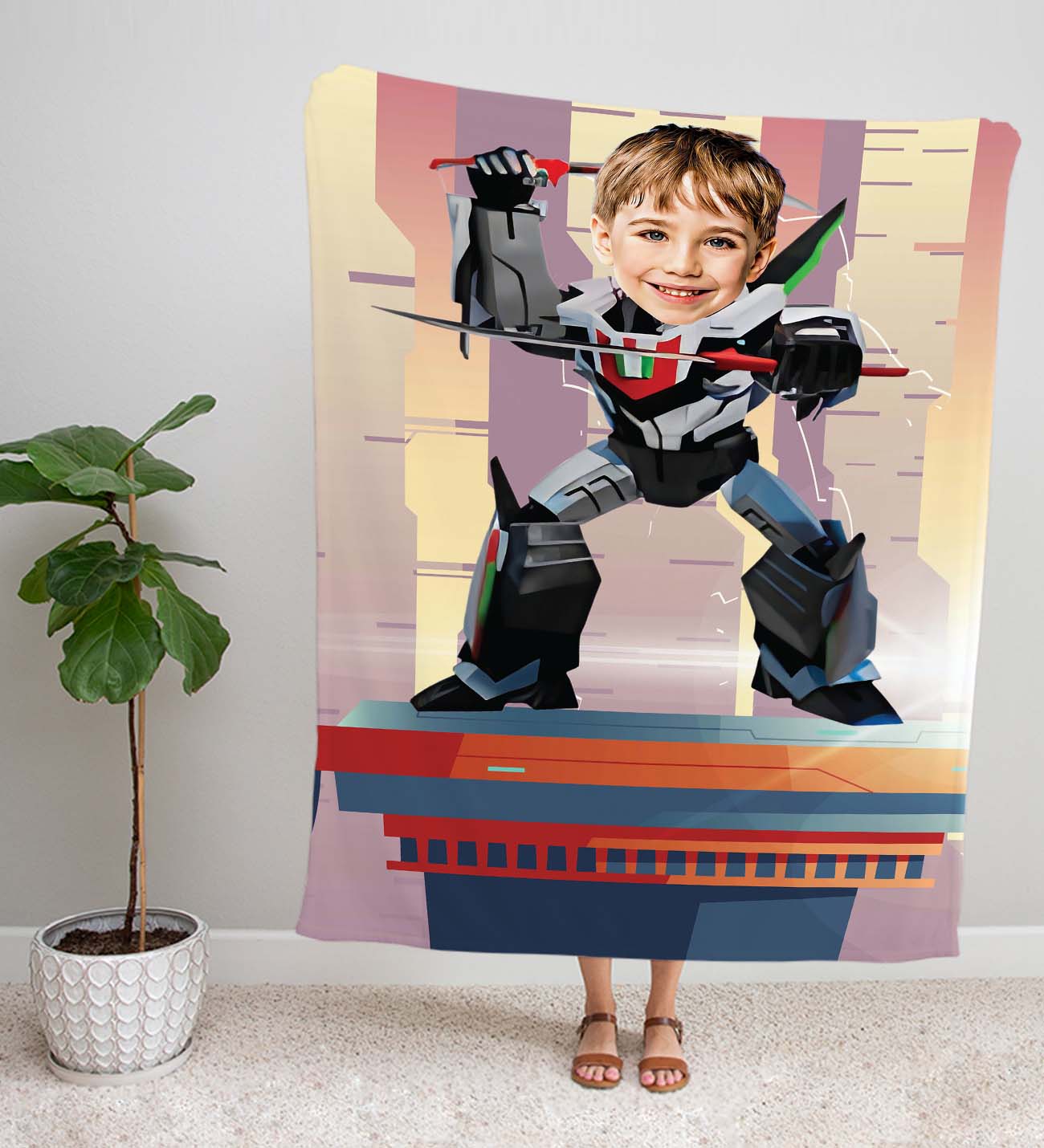 eJOYA Kişiye Fotoğraflı Araba Robot Tasarım TV Battaniyesi 115981