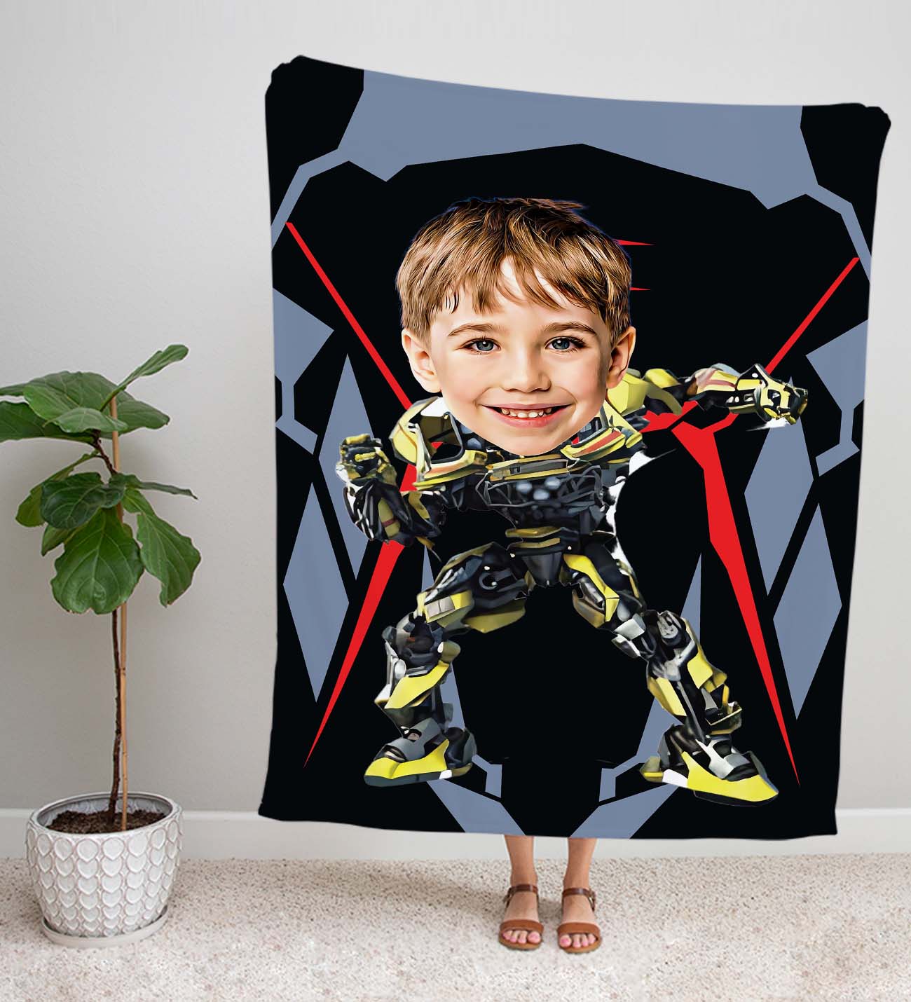 eJOYA Kişiye Fotoğraflı Araba Robot Tasarım TV Battaniyesi 115983