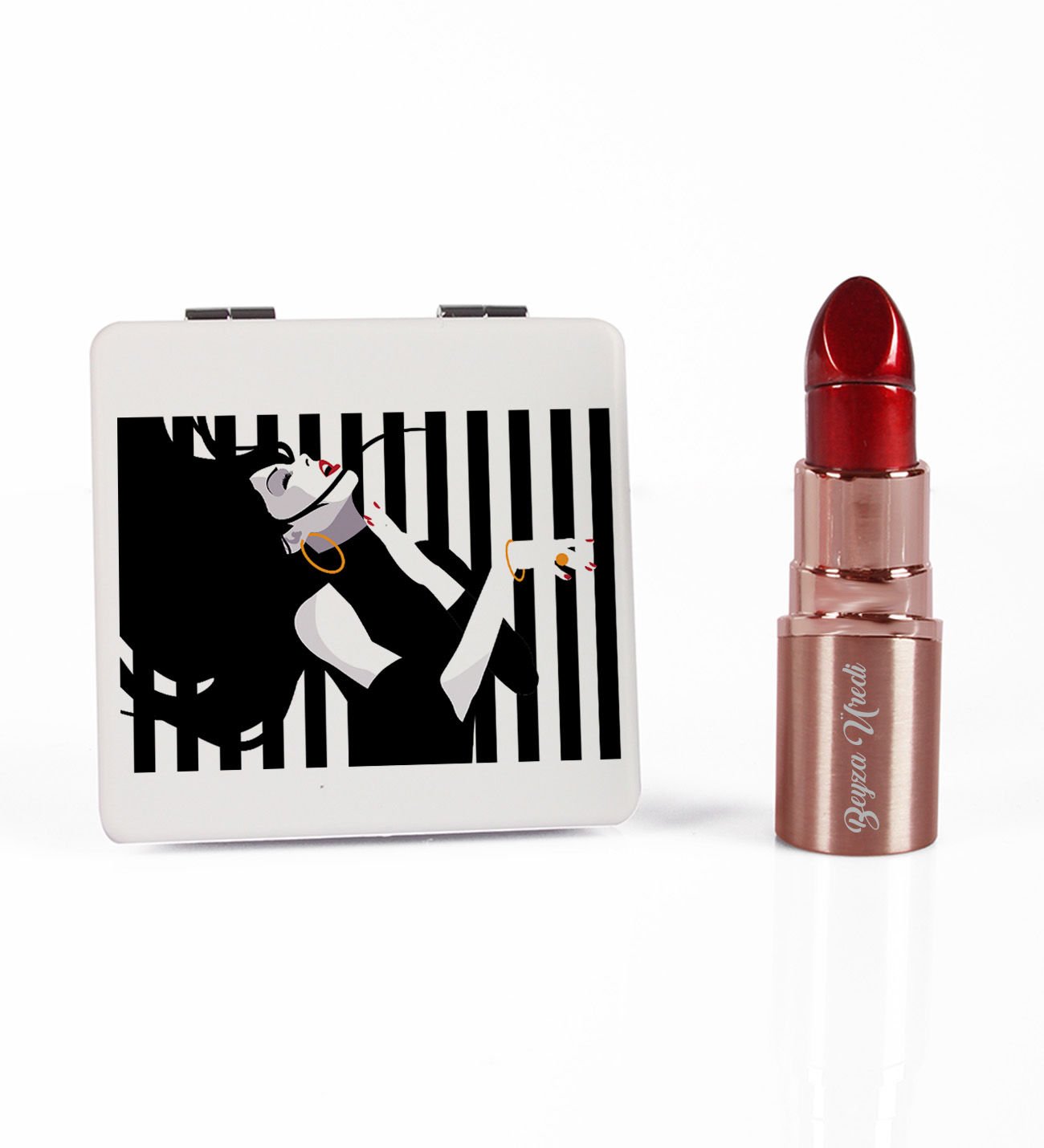 eJOYA Kişiye Özel Ayna & Ruj Çakmak Kozmetik Hediye Seti 87867