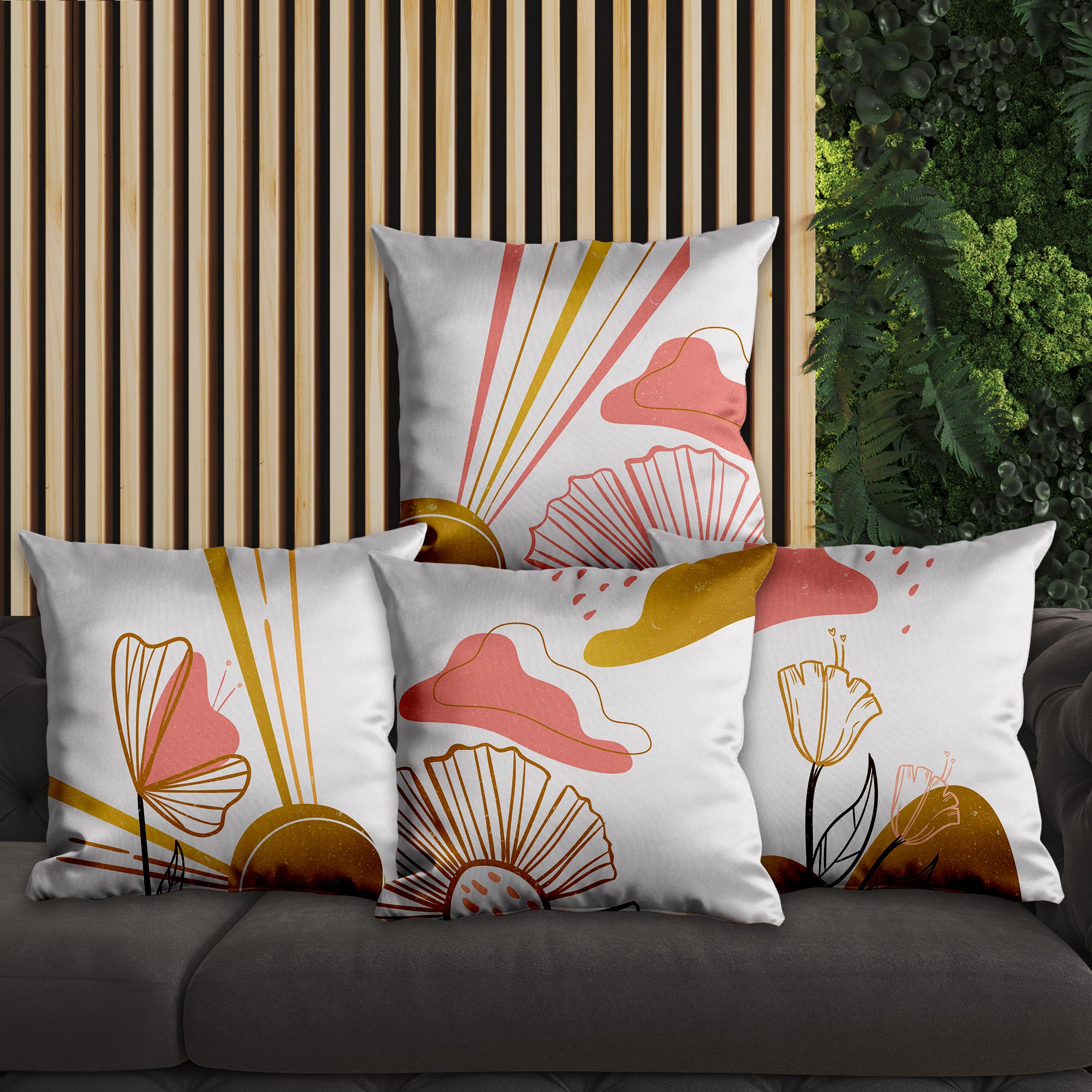 eJOYA Çiçek Tasarımlı 4'lü Yastık İçi Ve Kırlent Kılıfı 45cm 113758