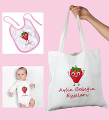 eJOYA Bebeklere Özel Çantasında Kişiye Özel Zıbın Ve Önlük Bebek Hediye Seti 109993