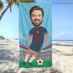 eJOYA Kişiye Özel Fotoğraflı Futbolcu Erkek Bordo Mavi Plaj ve Spor Havlusu 115985