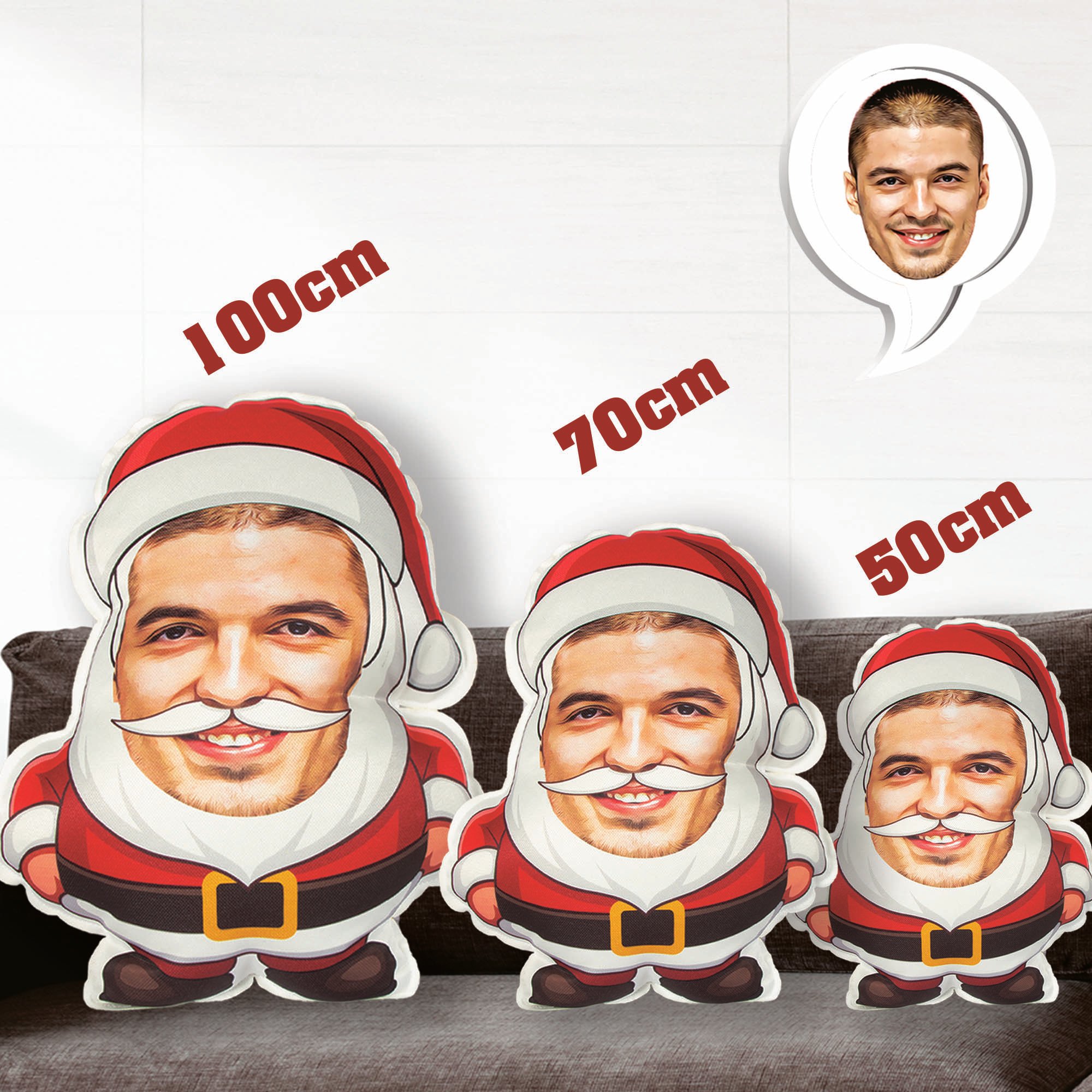 eJOYA Kişiye Özel Fotoğraflı Yeni Yıl Noel Baba Peluş Yastık 116227