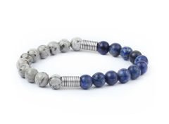 eJOYA Doğal Lapis ve Silver Jasper Taşlı Erkek Bileklik 60701