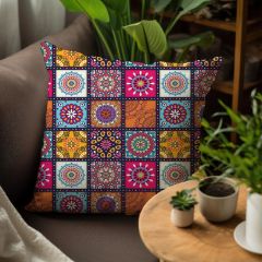 eJOYA Geleneksel Mandala Tasarımlı 4'lü Yastık İçi Ve Kırlent Kılıfı 45cm 113768